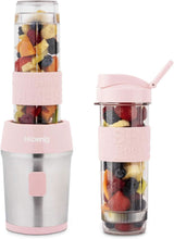 H.Koenig Smoothie Maker SMOO9 - Mini Standmixer - Mini Mixer - 300 Watt - 570 Ml - Edelstahl - 2 Kunststoffflaschen - Bpa-Free, Wheat Kitchen Naty Shop Pastelrosa