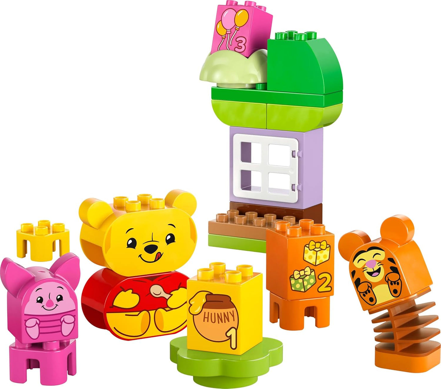 LEGO DUPLO - Disney Nalle Puhs födelsedagsfest - pedagogisk leksak för förskolebarn - set med 3 minifigurer inklusive Nalle Puh, Tiggen och Nasse - presentidé för pojkar och flickor från 1,5 år 10457 Beuche byggset i LEGO-Store