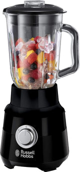 Russell Hobbs Standmixer [1.5L Glasbehälter] Matt Schwarz (Starker 0.9PS Motor, Impuls-/Ice-Crush-Funktion, Edelstahlmesser, Bpa-Frei Mixer, Elektrischer Zerkleinerer, Smoothie-Maker) 24722-56 Kitchen Single Naty Shop Standmixer