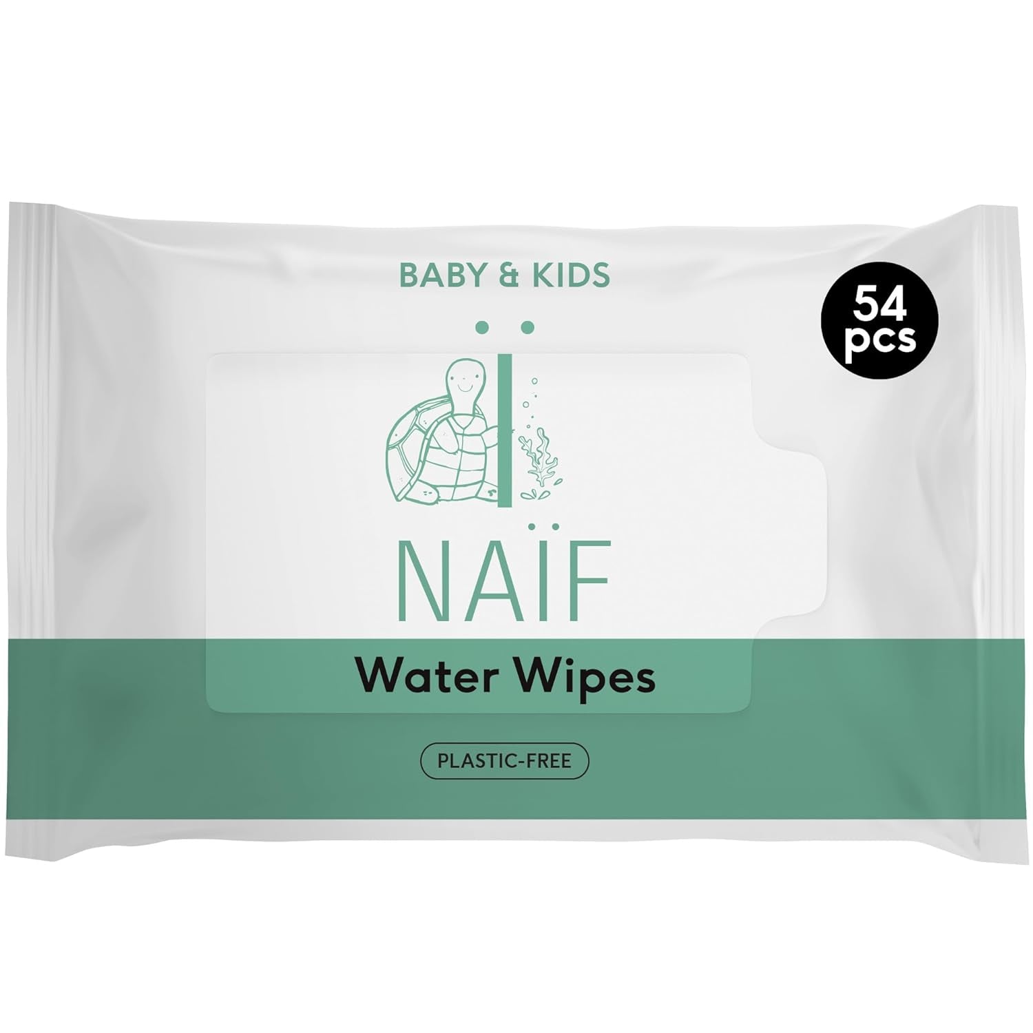 Naïf - Plastfria våtservetter - 1296 stycken (24 stycken X 54 våtservetter) - Babybotten, kropps- och ansiktsvård - 99 % vatten - 0 % doft och alkohol