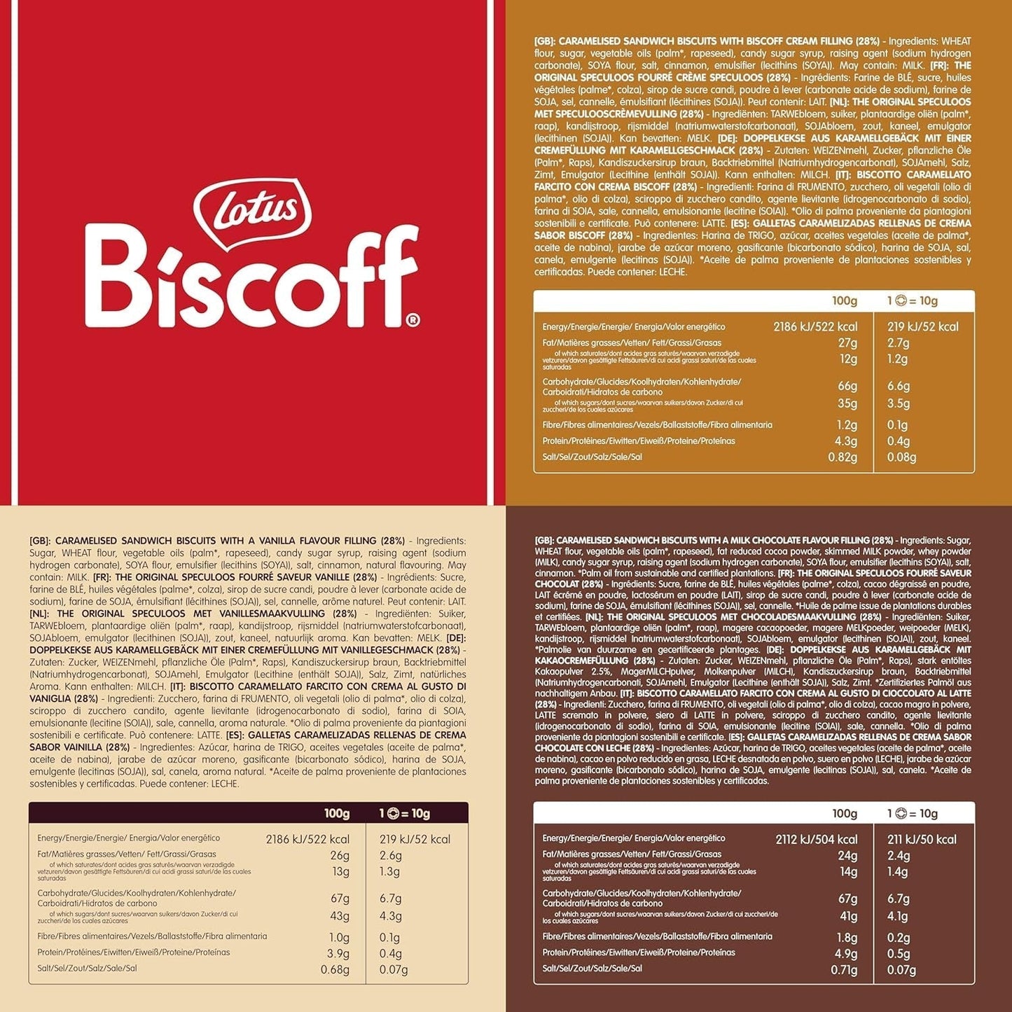Lotus Biscoff | Dubbel kex Variety Pack | 3 sorter | 2 paket per sort | 15 dubbla kex per förpackning | Ingredienser av naturligt ursprung | Inga färgämnen | 6 x 150g | 900 g