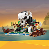 LEGO Creator 3-i-1 piratskeppsset, leksak med 3 byggalternativ, bygg en piratkrog eller skalle Pirate Island, innehåller 3 rollspelsäventyrsminifigurer 31109 Byggset Besuche den LEGO-Store