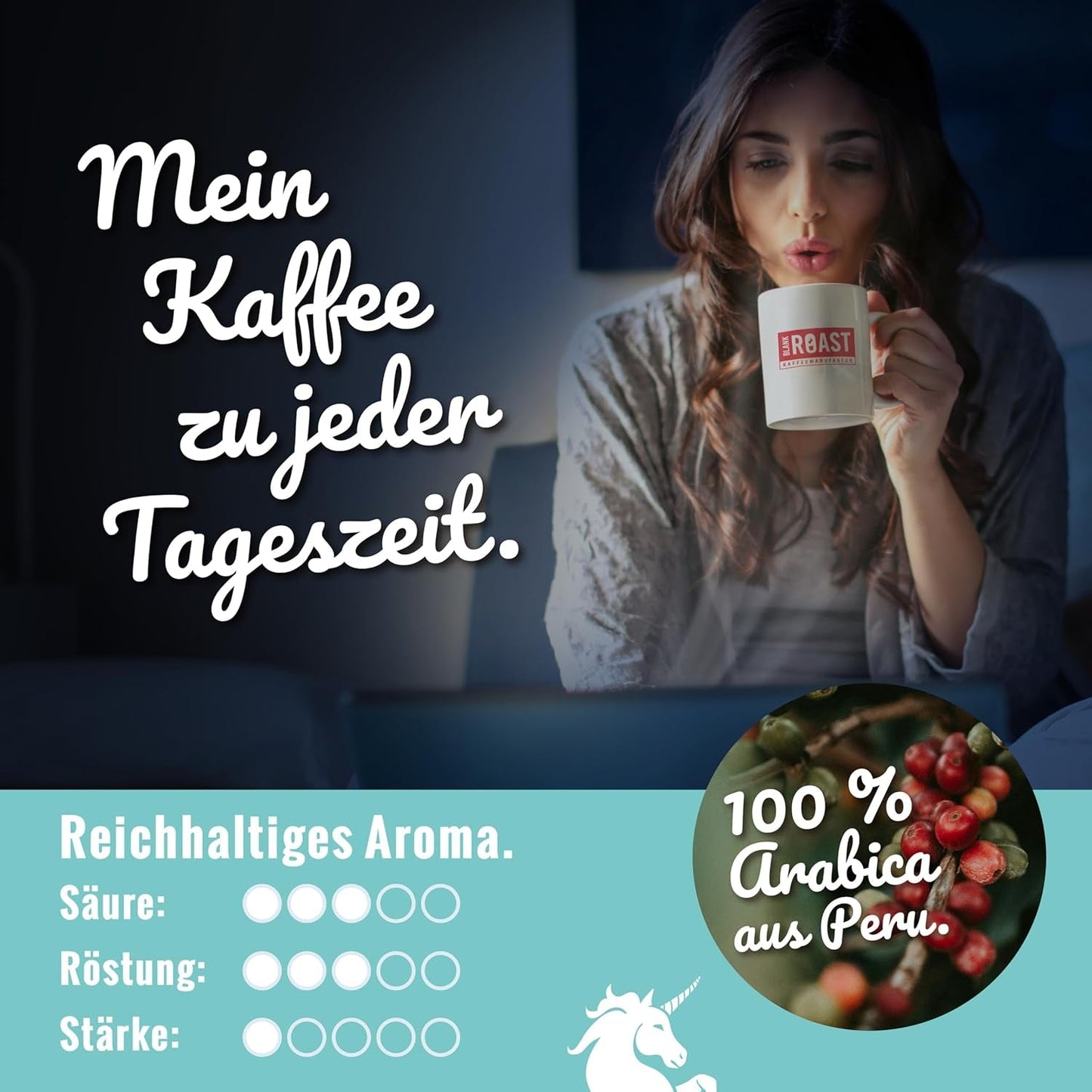 Blank Roast - EINZIG - 1 kg - Kaffeebohnen kafeinfrei - 100% Arabica aus Peru - schonend & umweltfreundlich entkoffeiniert - säurearm mit voller Crema - ideal för jede Zubereitungsart