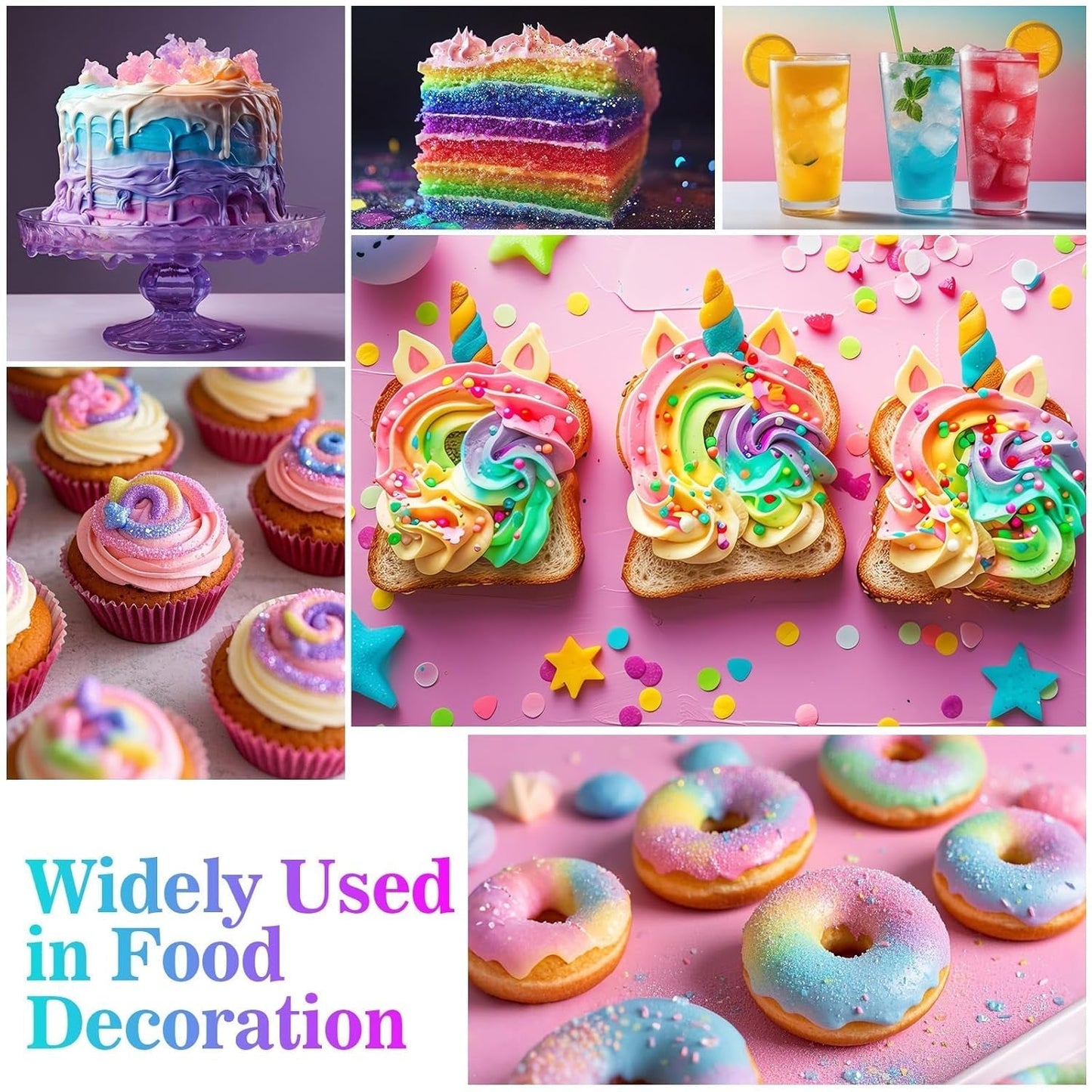 Ätbart glitter - 6G matfärgspulver för choklad, jordgubbar, muffins, kakor, fondant (lila)