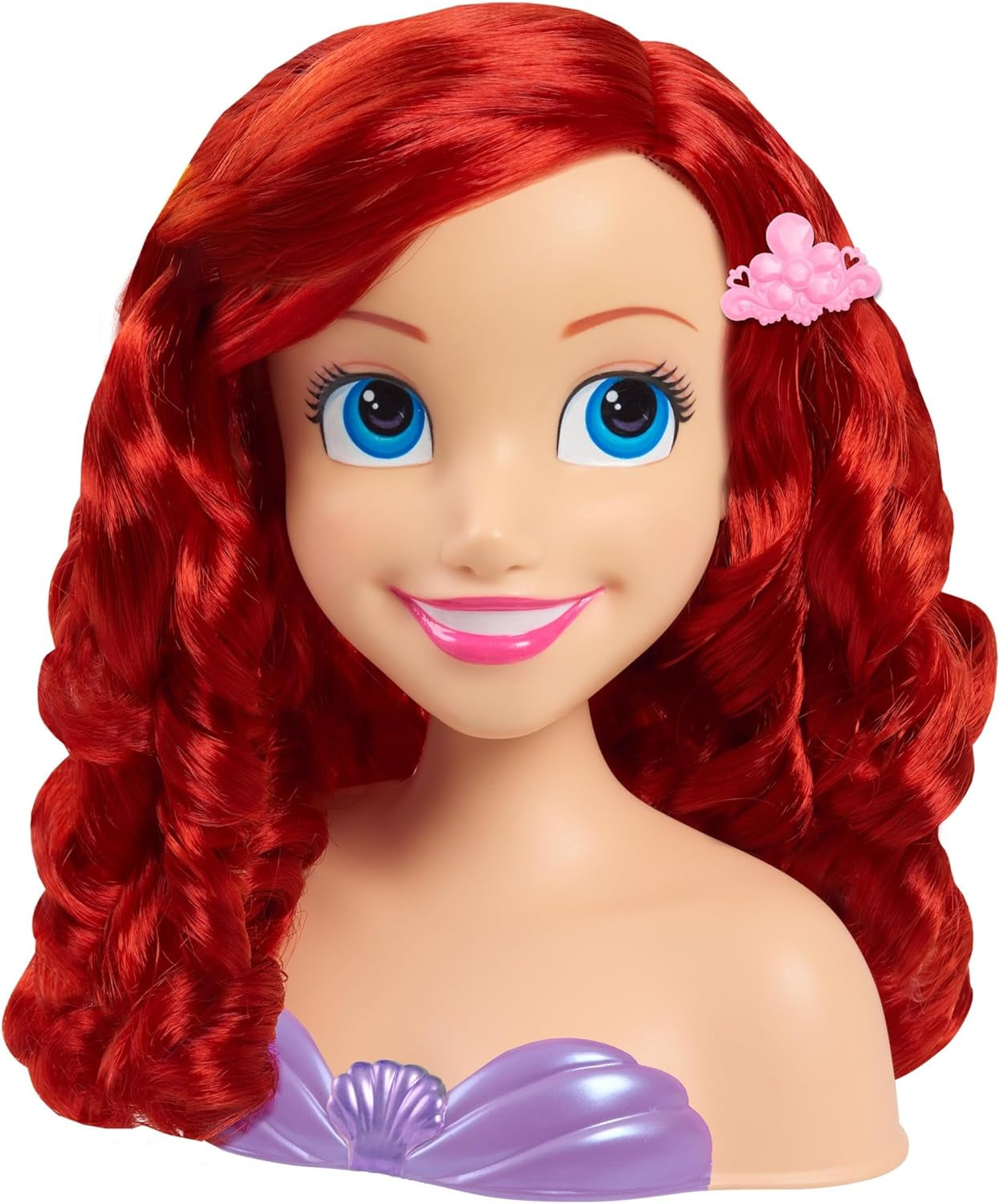 Ariel Just Play Disney Princess Hårhuvud 20 cm med tillbehör 7-delat set rött hår Leksak för barn 3 år och uppåt