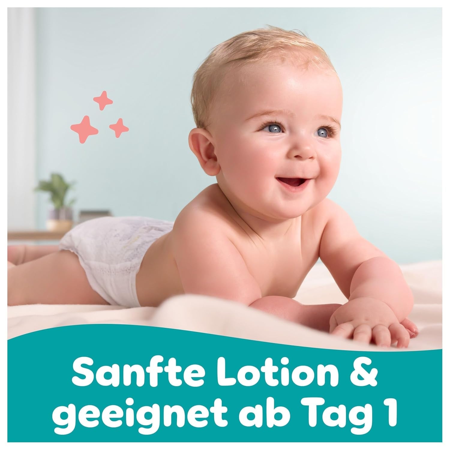 Pampers Sensitive Wet Wipes, 6 förpackningar med 80 våtservetter = 480 våtservetter, oparfymerade, för skonsam, skonsam rengöring