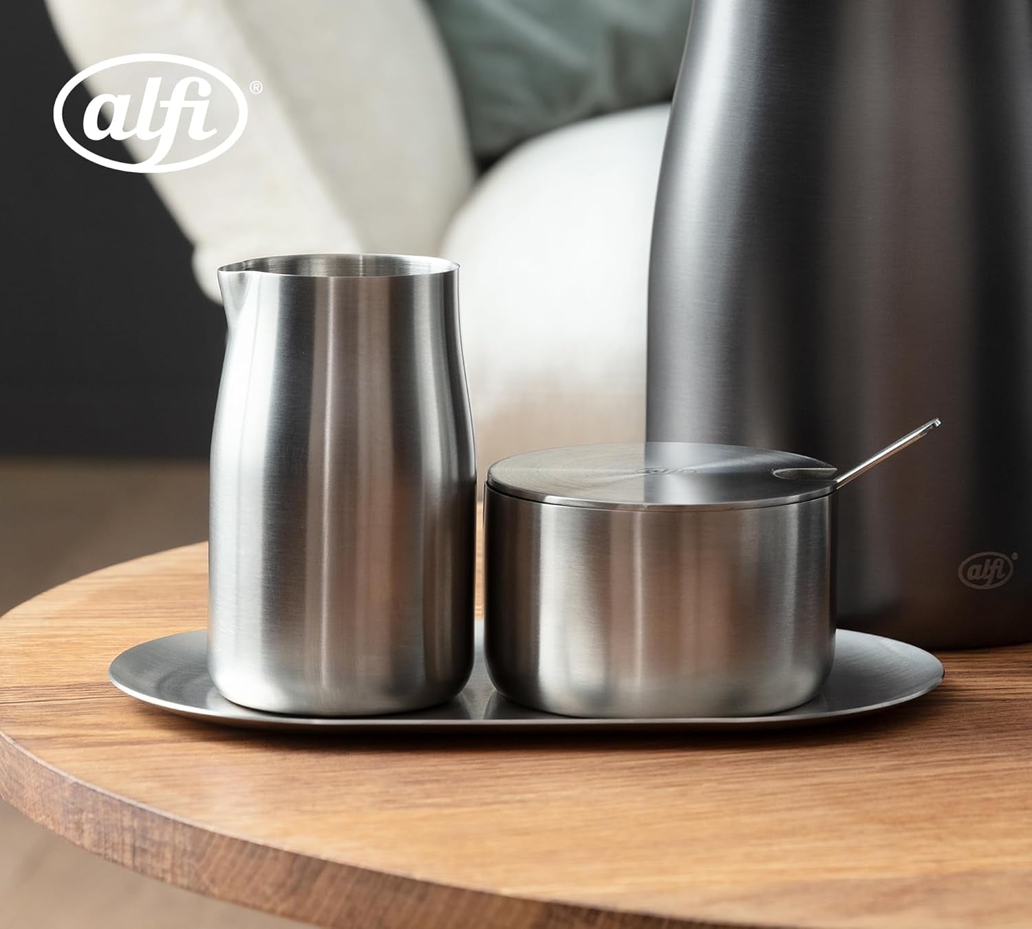 alfi MJÖLK- OCH SOCKERSET, matt finish, högkvalitativt rostfritt stål mjölk- och sockerset, elegant design, tål diskmaskin, hållbart