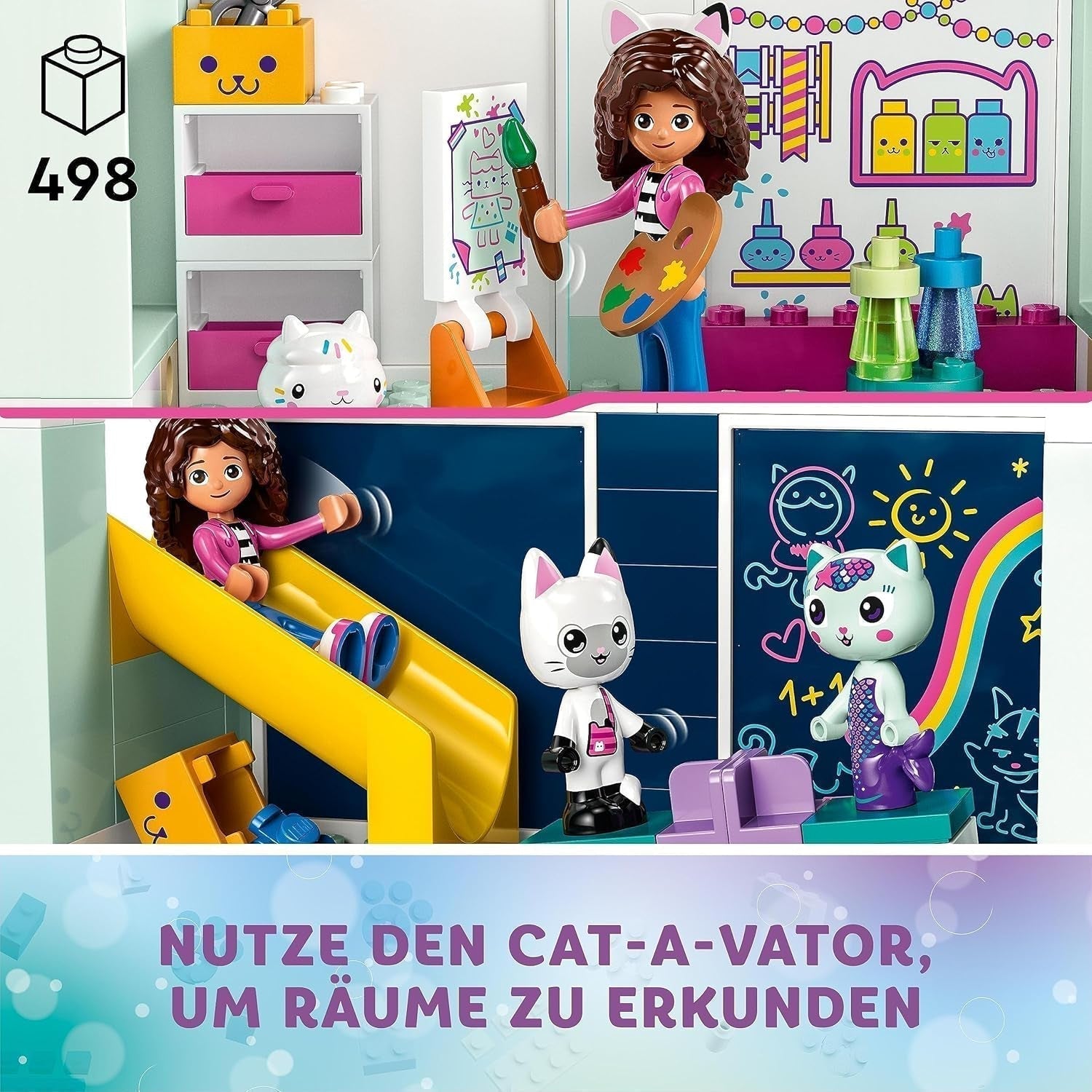 Lego 10788 Gabbys dockhusleksaksset, 8 rum och 4 våningar Gabbys dockhusleksak med Pandi, Meerkat, Kuchifigurer och tillbehör, present till 4-åriga flickor, pojkar och barn Byggset Besuche den LEGO-Store