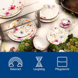 Villeroy & Boch Mariefleur Startset, blandade färger, diskmaskinssäker, mikrovågssäker, servisset för 2, blommigt servisset, servis, kombinationsset, premiumporslin