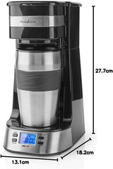 NEDIS Espressor - Filtrerat kaffe - 0,4 l - 1 kopp - Timer - Svart / Silver