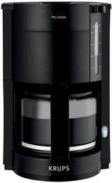 Krups F30908 ProAroma Espressomaskin med filter och glaskaraff, kapacitet 1,25 l, 10-15 koppar, 1050 W, svart