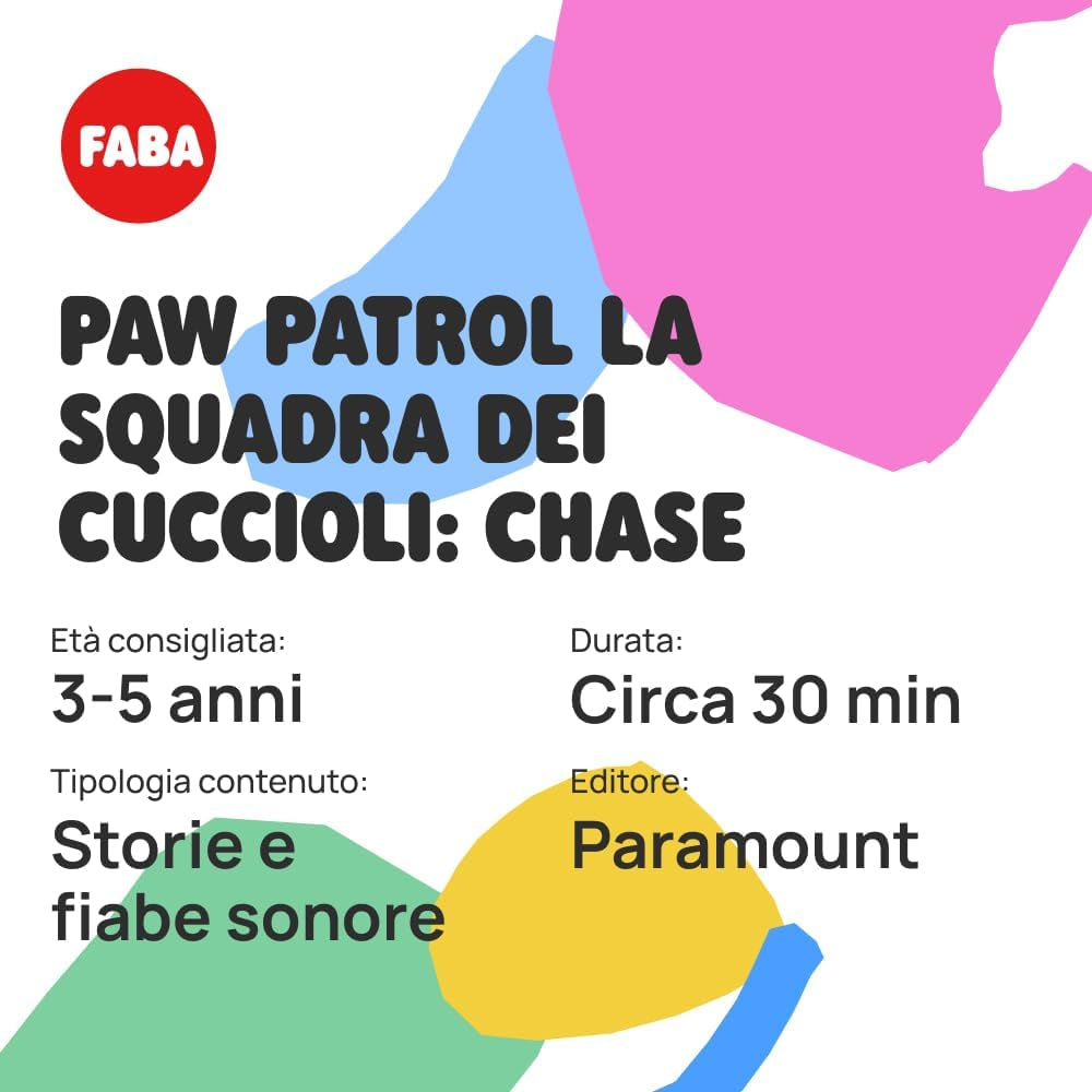 Ljudfigur - PAW Patrol Puppy team: Chase - ljudhistorier och sagor, pojkar och flickor 2-4 år, italiensk version Baby Toys Naty Shop
