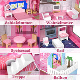 HENGMEI Puppenhaus Kinder Holz Puppenvilla Dollhouse Set Mädchen Spielset 3 Etagen Haus mit Möbeln och Zubehör, 70x30x100cm Puppenhäuser für Kinder (Typ B)
