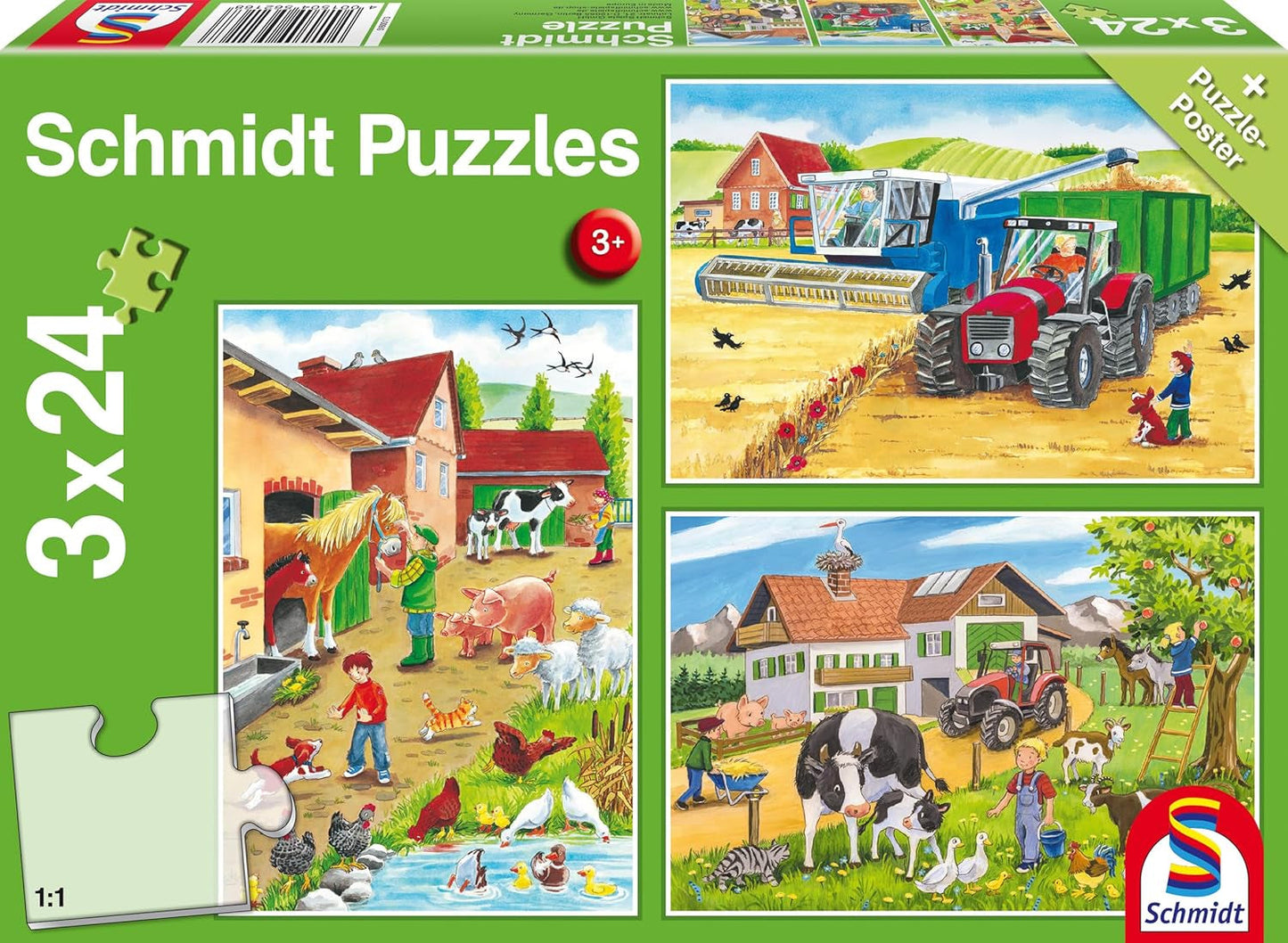 Schmidt Spiele 56216 Pussel för barn, 3X24 bitar Pussel Naty Shop Standardtitel