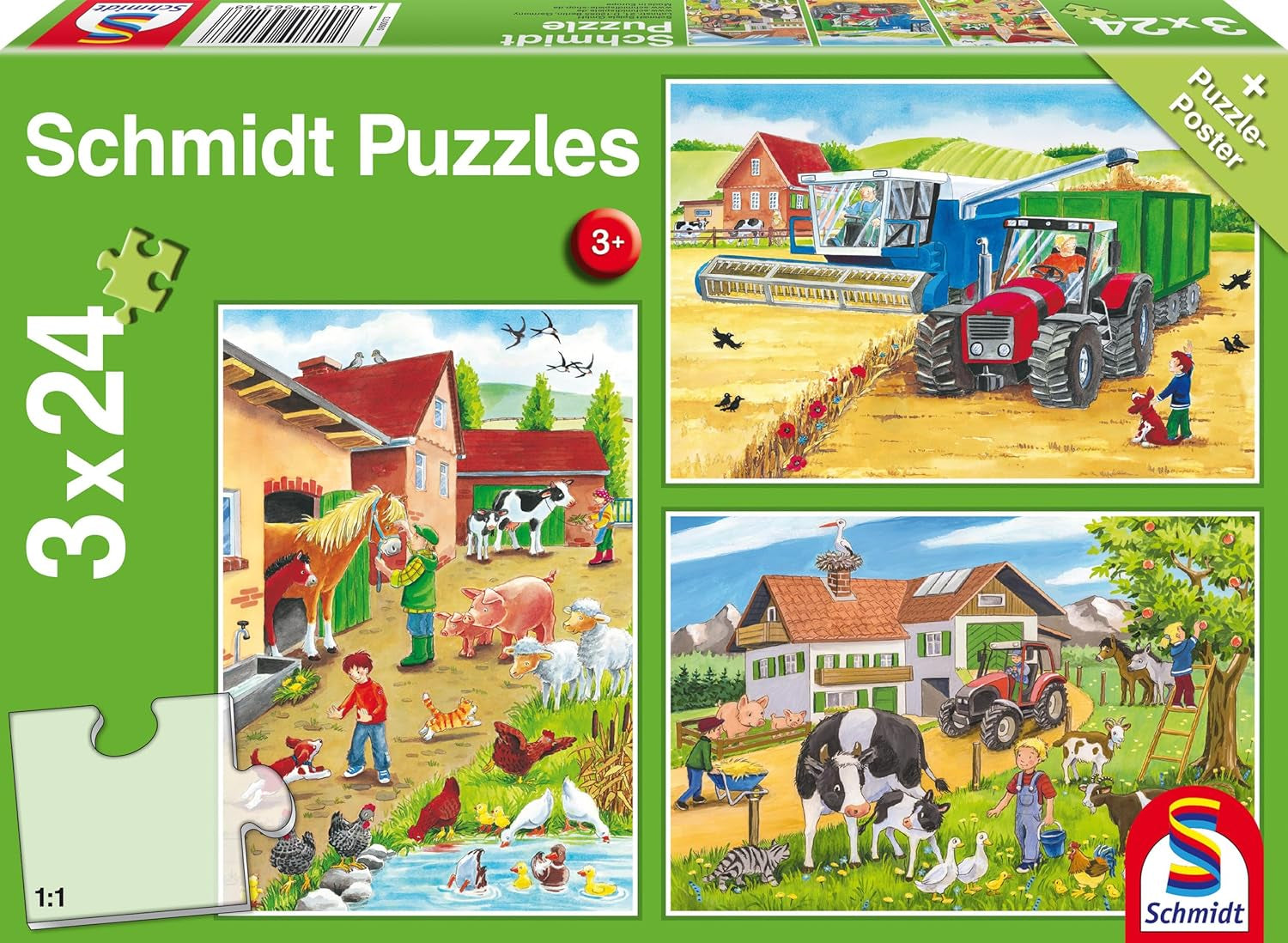 Schmidt Spiele 56216 Pussel för barn, 3X24 bitar Pussel Naty Shop Standardtitel