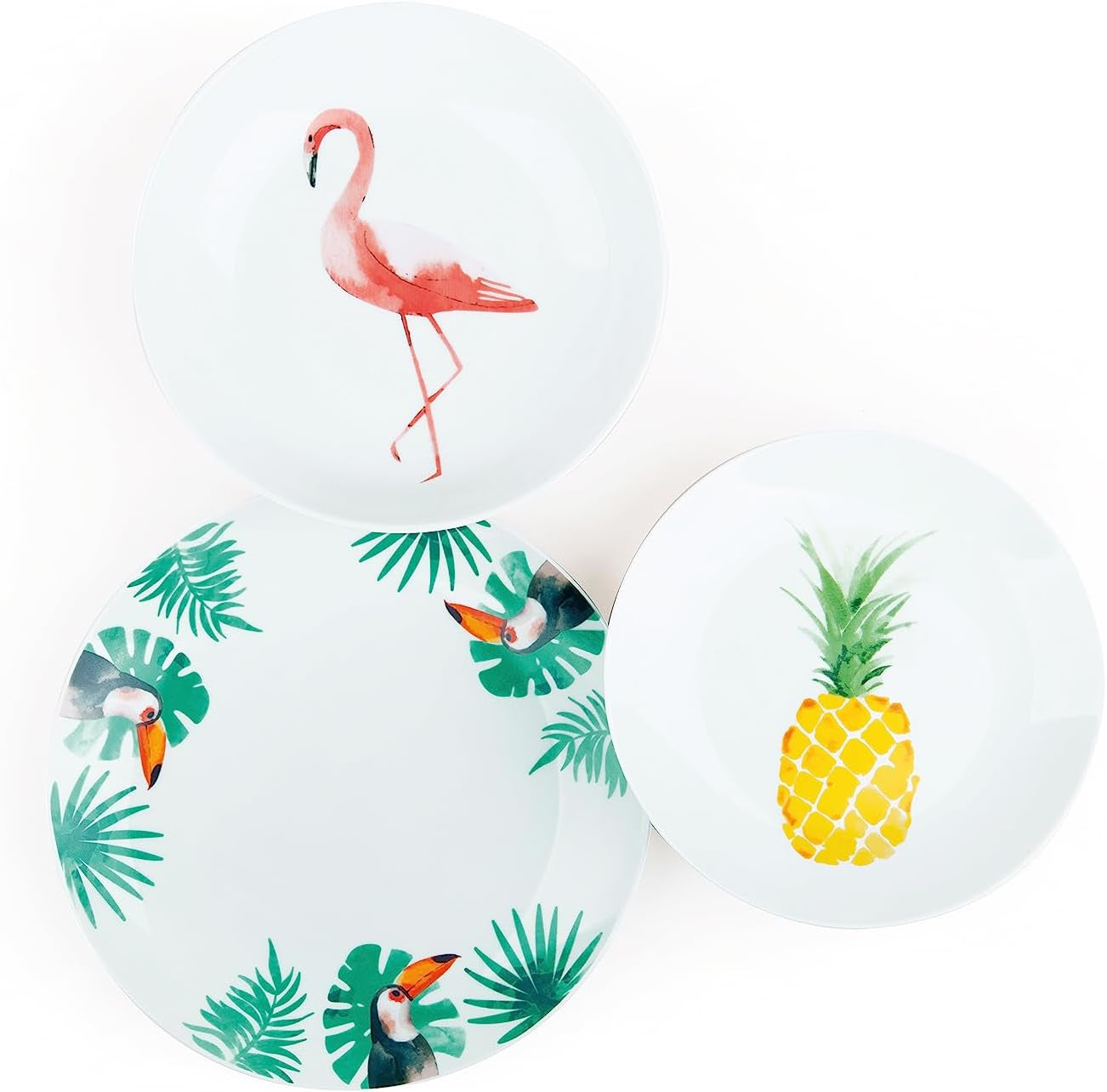 Excelsa Tropical servisset, 18 delar, porslin, vit med dekor
