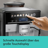 Automatisk espressomaskin Siemens EQ.6 plus s700 TE657503DE, för många kaffespecialiteter, mjölkskummare, keramisk kvarn, dubbel kaffefunktion, anti-kalk, automatisk ångrengöring, 1500 W, rostfritt stål