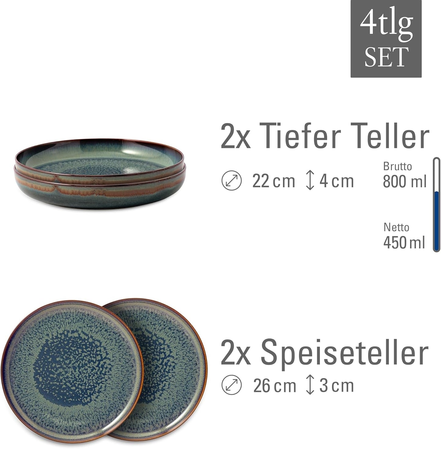 Crafted Breeze servisset från Villeroy & Boch, 4 delar, för 2, grön