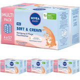 NIVEA BABY Soft & Cream våtservetter för bebisar (4 x 57 stycken)