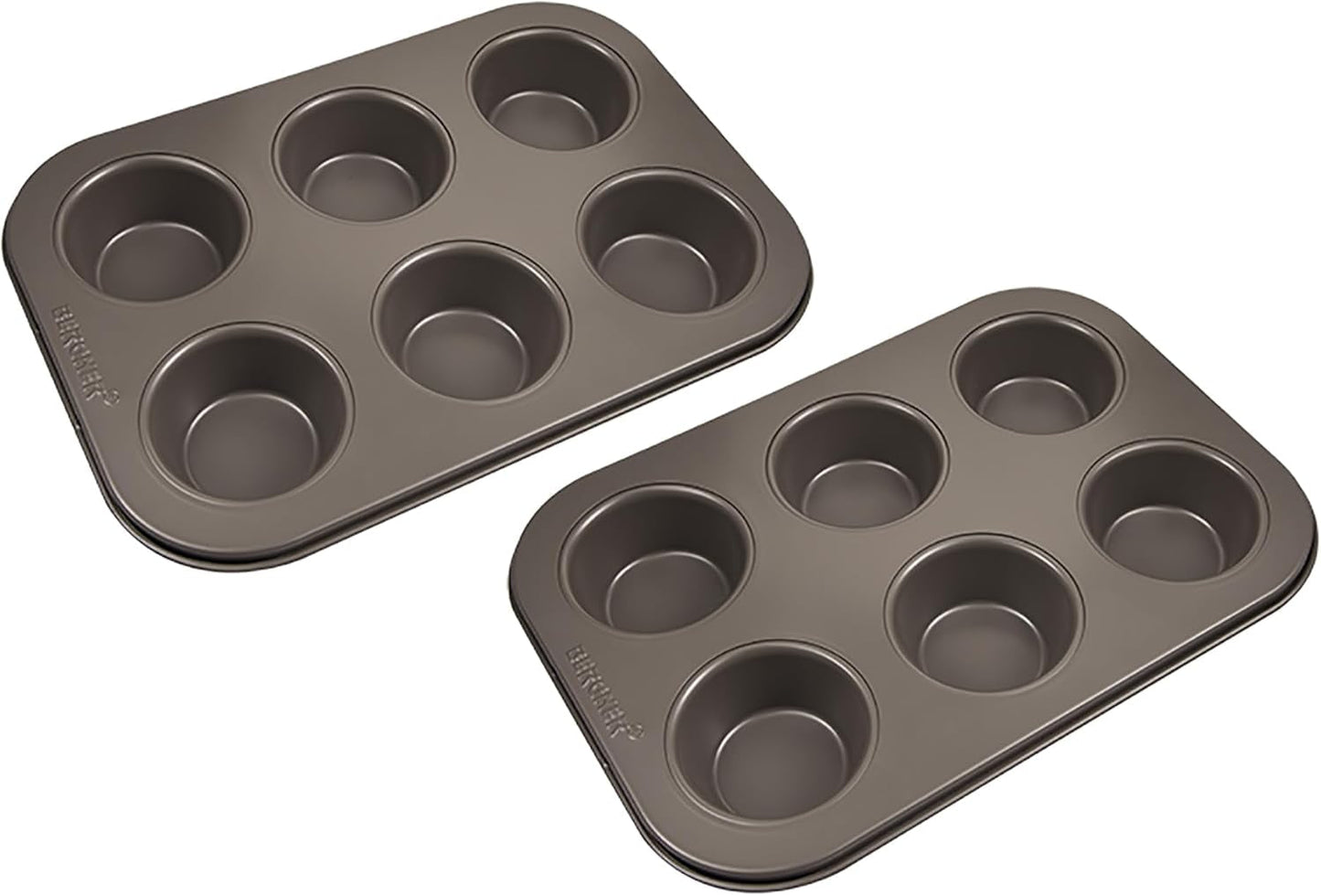 BERGNER BAKING LOVERS - Set Von 2 X 6 Cup Muffinformen - Kohlenstoffstahl Mit Ilag Essential, PFOA Frei, Leicht Zu Reinigen Formar och brickor för bakning Naty Shop 26,5 Cm | 18,5 cm | 3 cm
