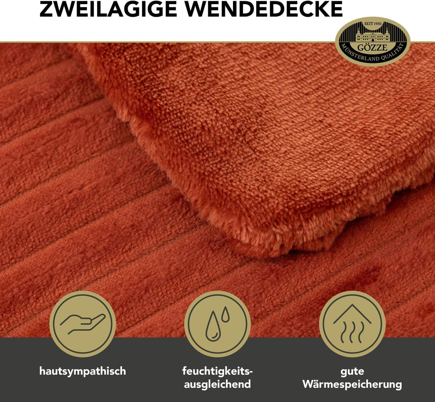 Gözze - Bekväm och mjuk filt i manchesterlook, 1620G/styck, 150 X 200 Cm - kanel Sängar och filtar Besuche den Gözze-Store