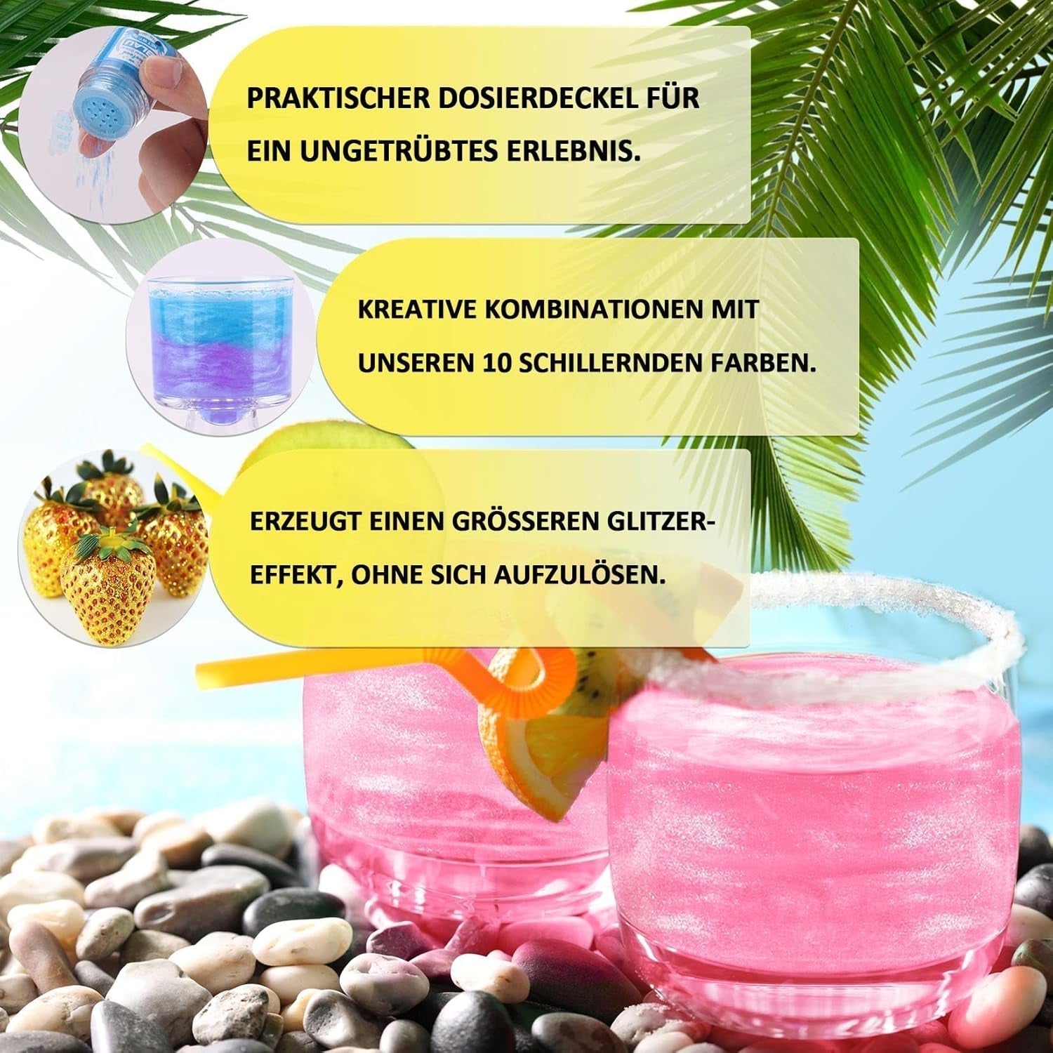 Kicofood, ätbart glitter, 5 gram, olika färger Glitter Naty Shop