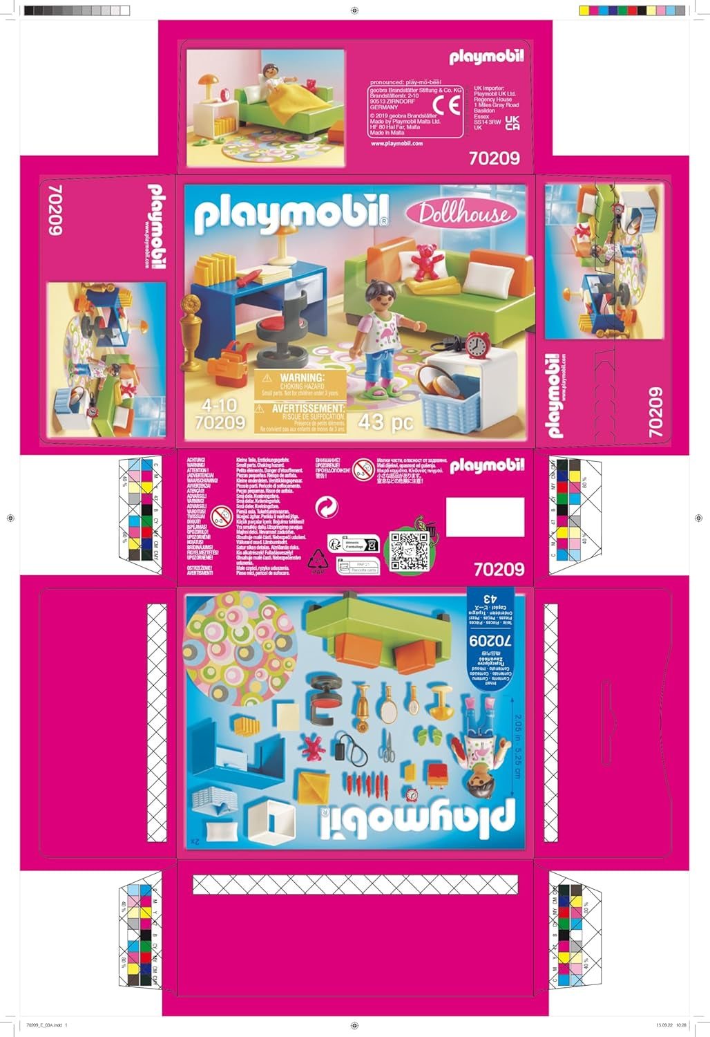 PLAYMOBIL dockskåp 70209 Ungdomsrum med tjejfigur och tillbehör, från 4 år Dollhouses Naty Shop