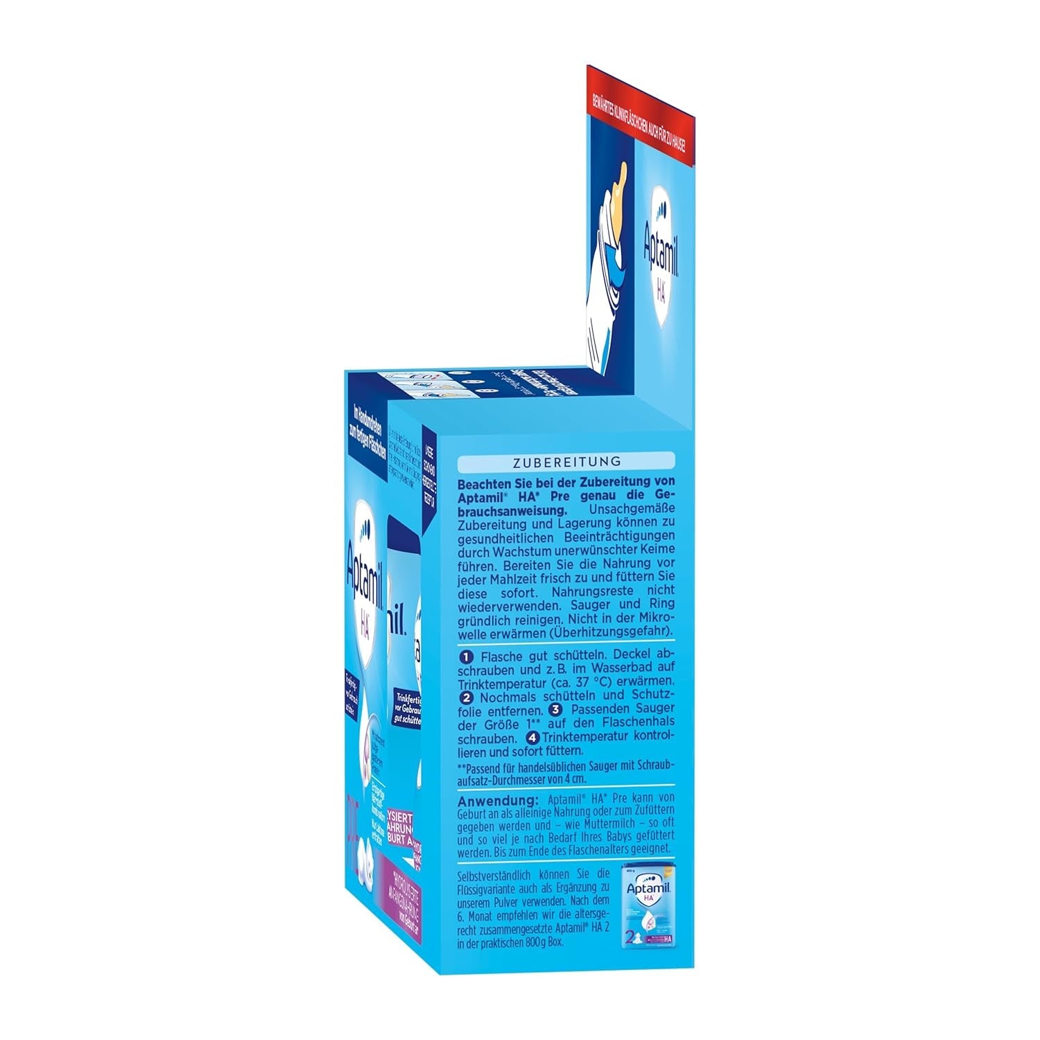 Aptamil HA Pre Ready to Drink – Hydrolyserad mjölk för spädbarn från födseln – 4 x 2 x 90 ml