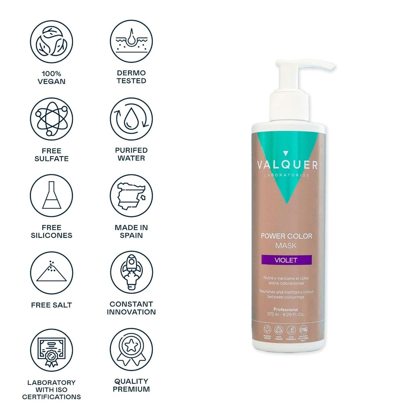 Valquer Power Color Mask vegansk och silikonfri formulering Ger hårfärg 290 ml lila Hårmask Naty Shop