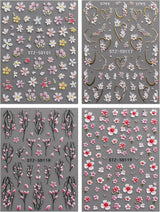 JMEOWIO 3D Nagelsticker Blume Nail Art Sticker Selbstklebend Nagelaufkleber 5D Stereoskopisk Frühling Sommer Floral Dekoration Nageldesign Zubehör 4 Blatt