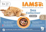 IAMS Delights Sea Collection Katzenfutter Nass - Multipack mit Fisch Sorten (Lachs, Thunfisch, Makrill, Seefisch) i sås, Nassfutter für Katzen från 1 Jahr, 12 x 85g