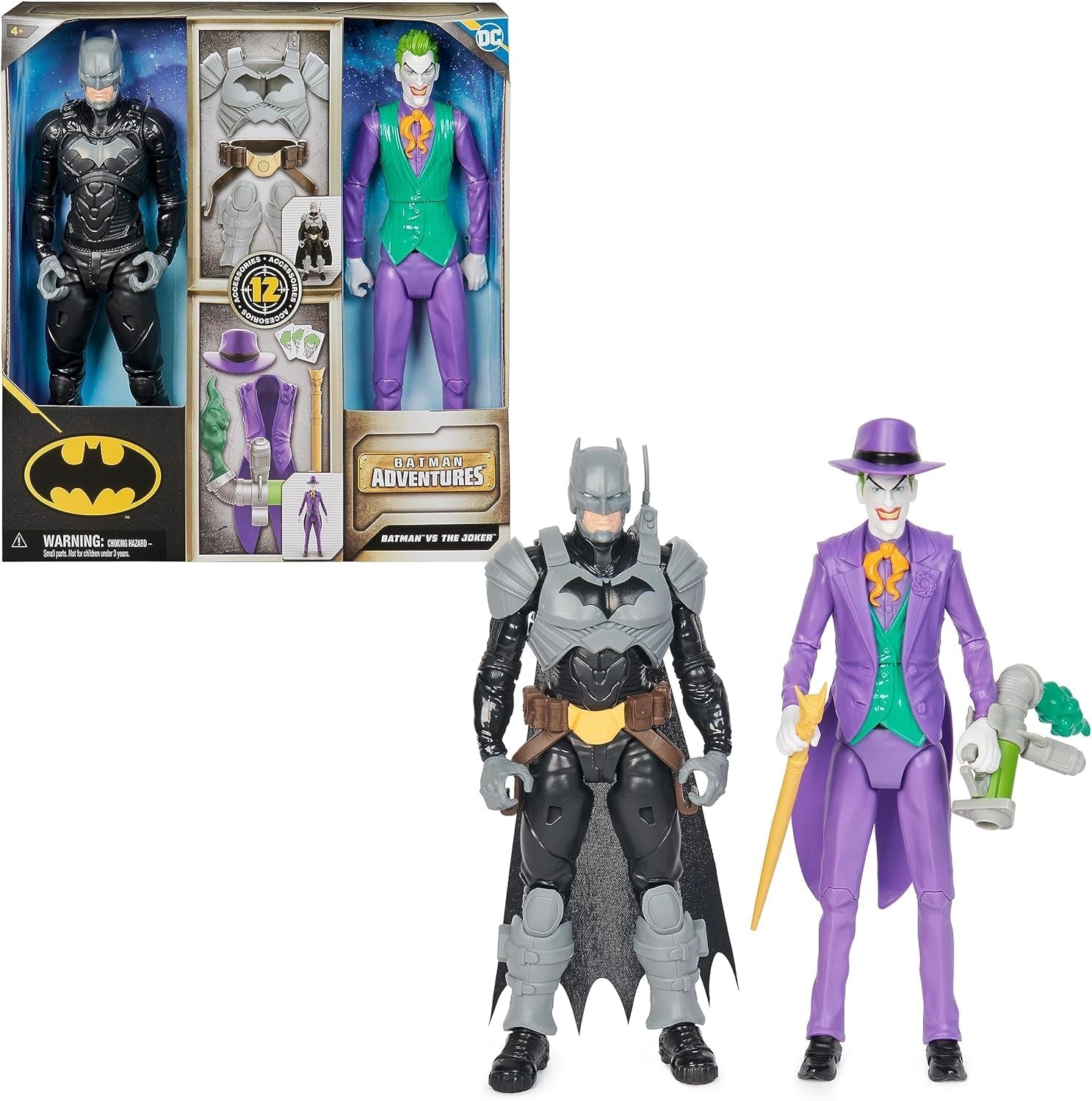 DC Batman Adventures Batman Vs the Joker Actionfigurset, 30 cm - 2 helt rörliga figurer med 12 växlar för spännande rollspel, leksak för 4+ år gamla actionfigurer Naty Shop Standardtitel
