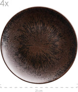 MÄSER Bronze Metallic 12-delad bordsservering för 4 med elegant och blank glasyr mattallrik set med mattallrik, mattallrik och desserttallrik i högkvalitativ keramik, stengods, brun