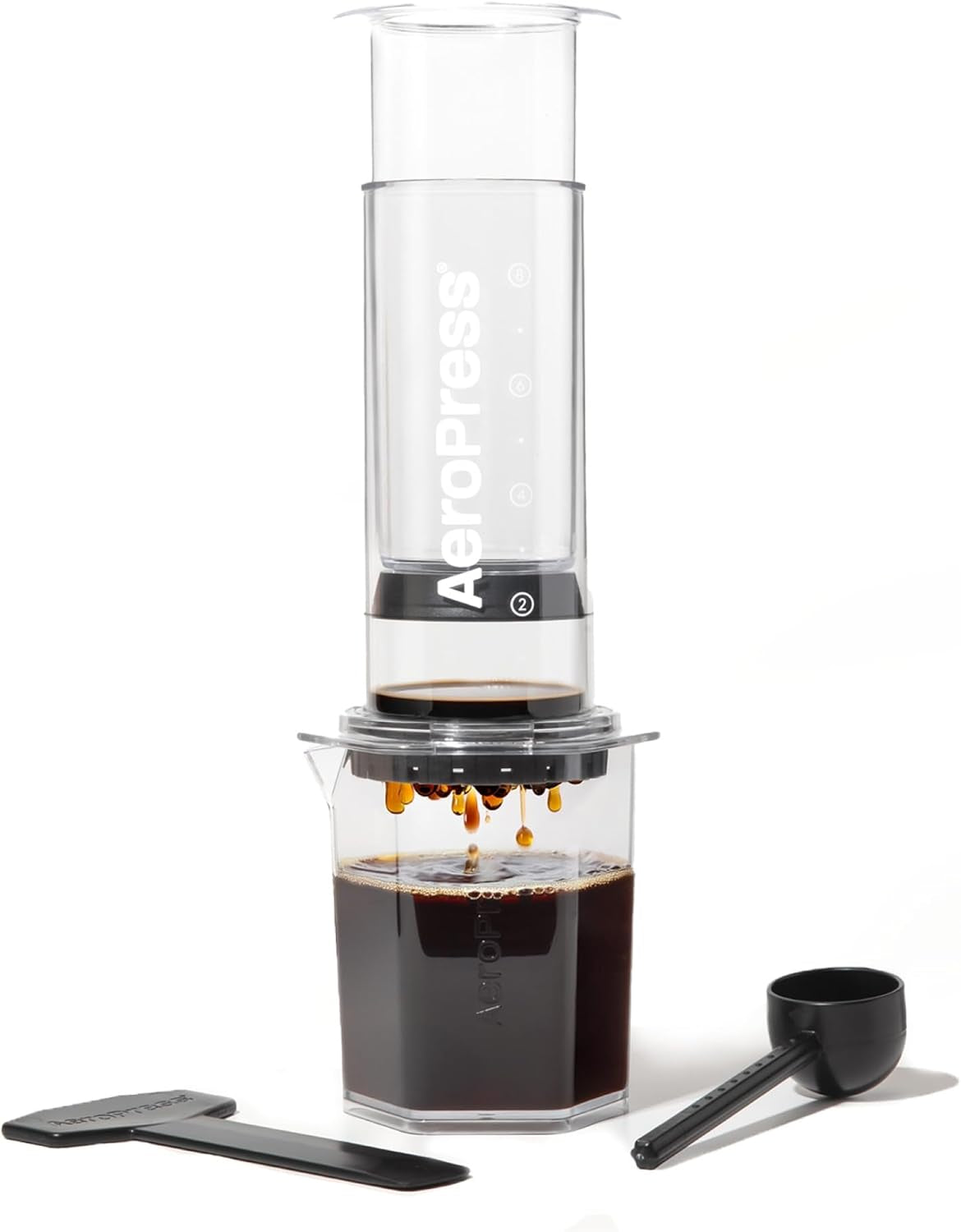 AeroPress original kaffe- och espressobryggare, bärbar kaffebryggare på baristanivå med kammare, kolv och filter, snabbkaffe- och espressobryggare