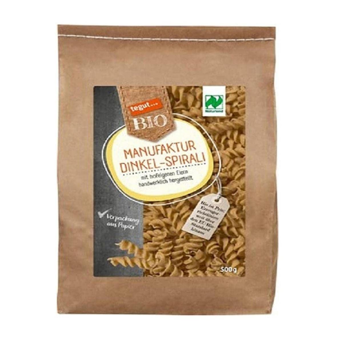 tegut... Ekologisk dinkelspiralpasta, 1 x 500 g