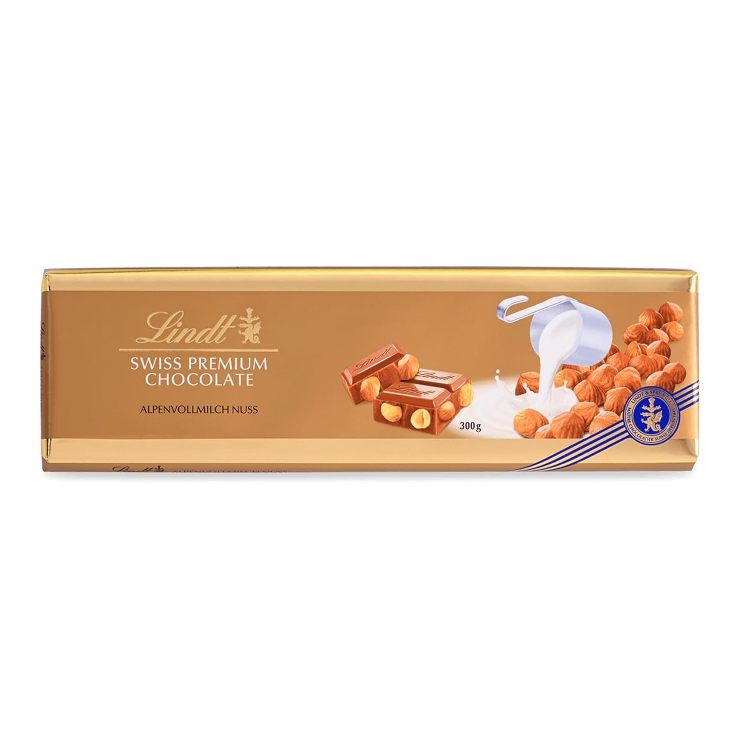 Lindt Choklad | Choklad med mjölk och nötter | 300g | Den finaste helnötsmjölkchokladen | Chokladkaka