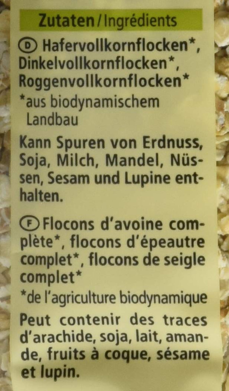 Bio 3-Korn Flocken, 500 G Spannmål Naty Shop
