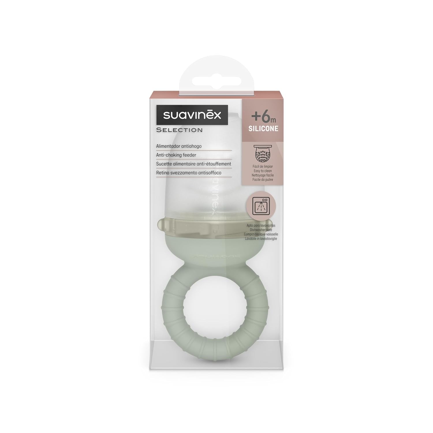 Suavinex Baby Chewing Guard Silikon av livsmedelskvalitet med lock Lätt att rengöra Diskmaskin och fryssäker lugnar tandköttet 6 månader Grönt