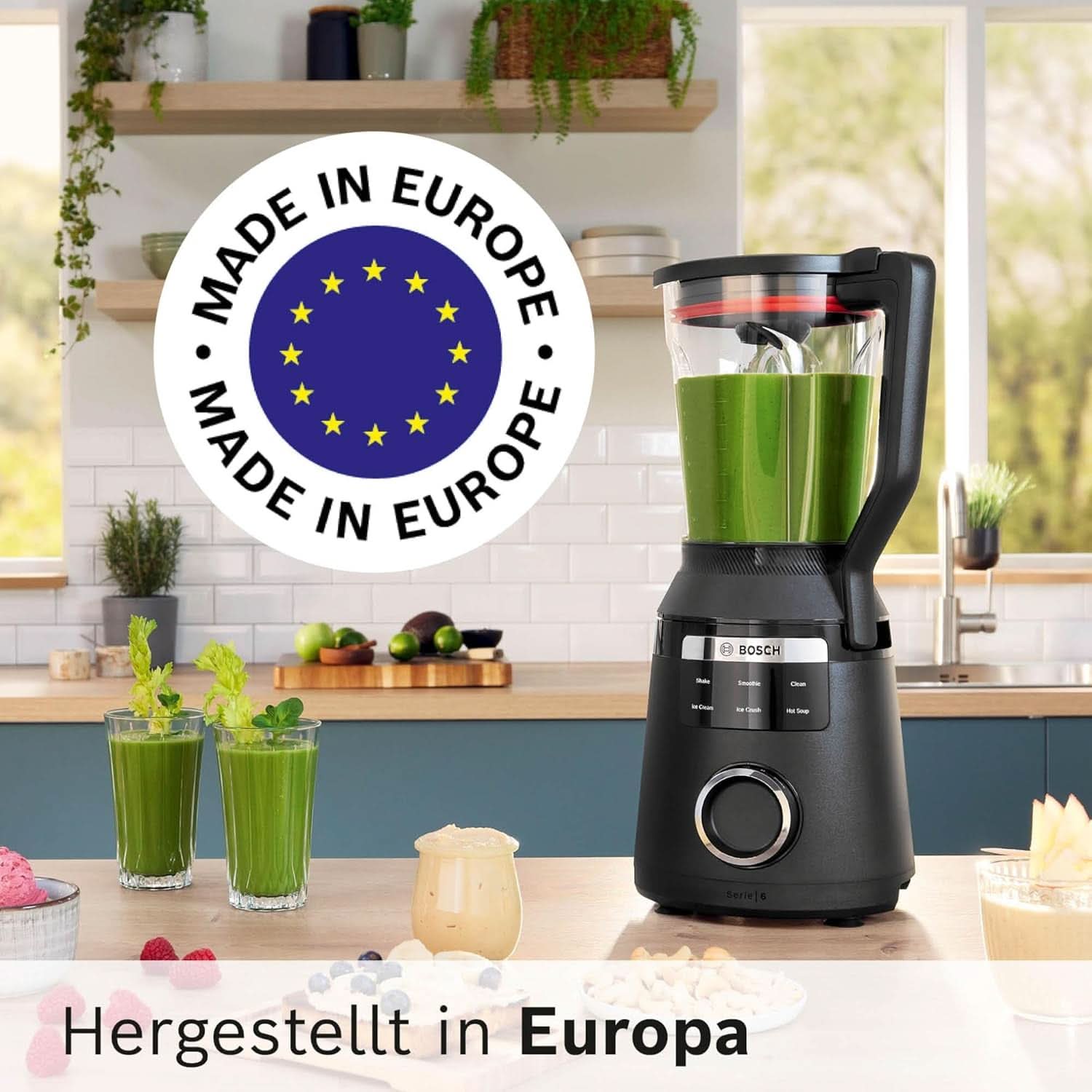 Highspeed-Standmixer Vitapower Serie 6 MMBD665B1, 45 000 U/Min, 6 Program Inkl Heiße Suppe & Reinigung, 2 L Mixbehälter, Stopfer, Spülmaschinenfeste Teile, Made in Europe, 1800W, Schwarz Kitchen Naty Shop