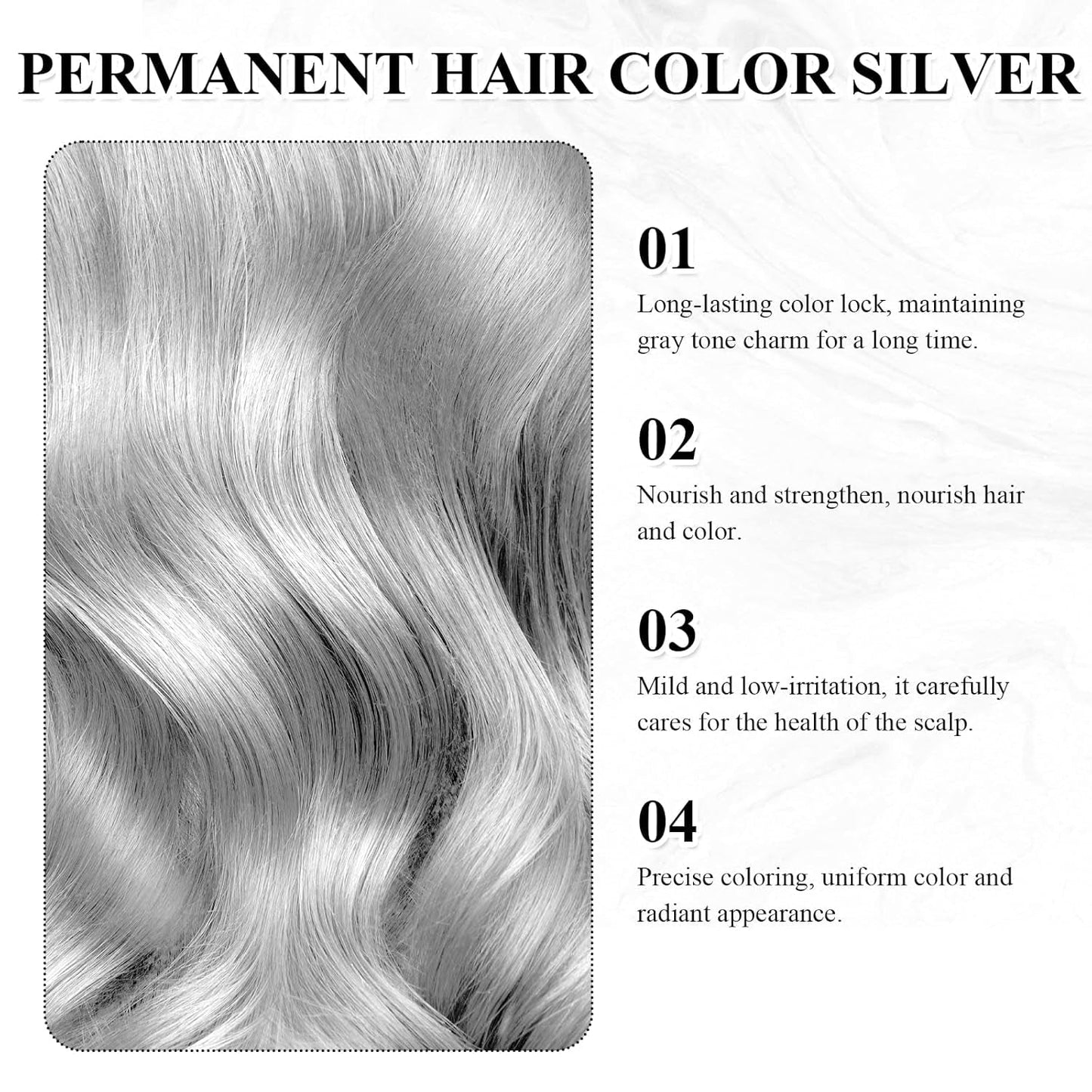 Hårfärgning Grå Silver Naturlig Silver Grå Hårfärgskräm, Grå Hårfärgskräm Silvergrå, Silvergrå Naturlig Hårfärgskräm Grå hårfärgning för alla hårtyper med 1 hårbottenmassager (100 ml) Hårfärgning Naty Shop