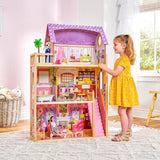 Kidkraft Kayla dockhus i trä med möbler och tillbehör, 3-nivå lekset för 30 cm dockor, leksak för 3 år gamla, 65092 - exklusivt på Amazon Dollhouses Naty Shop
