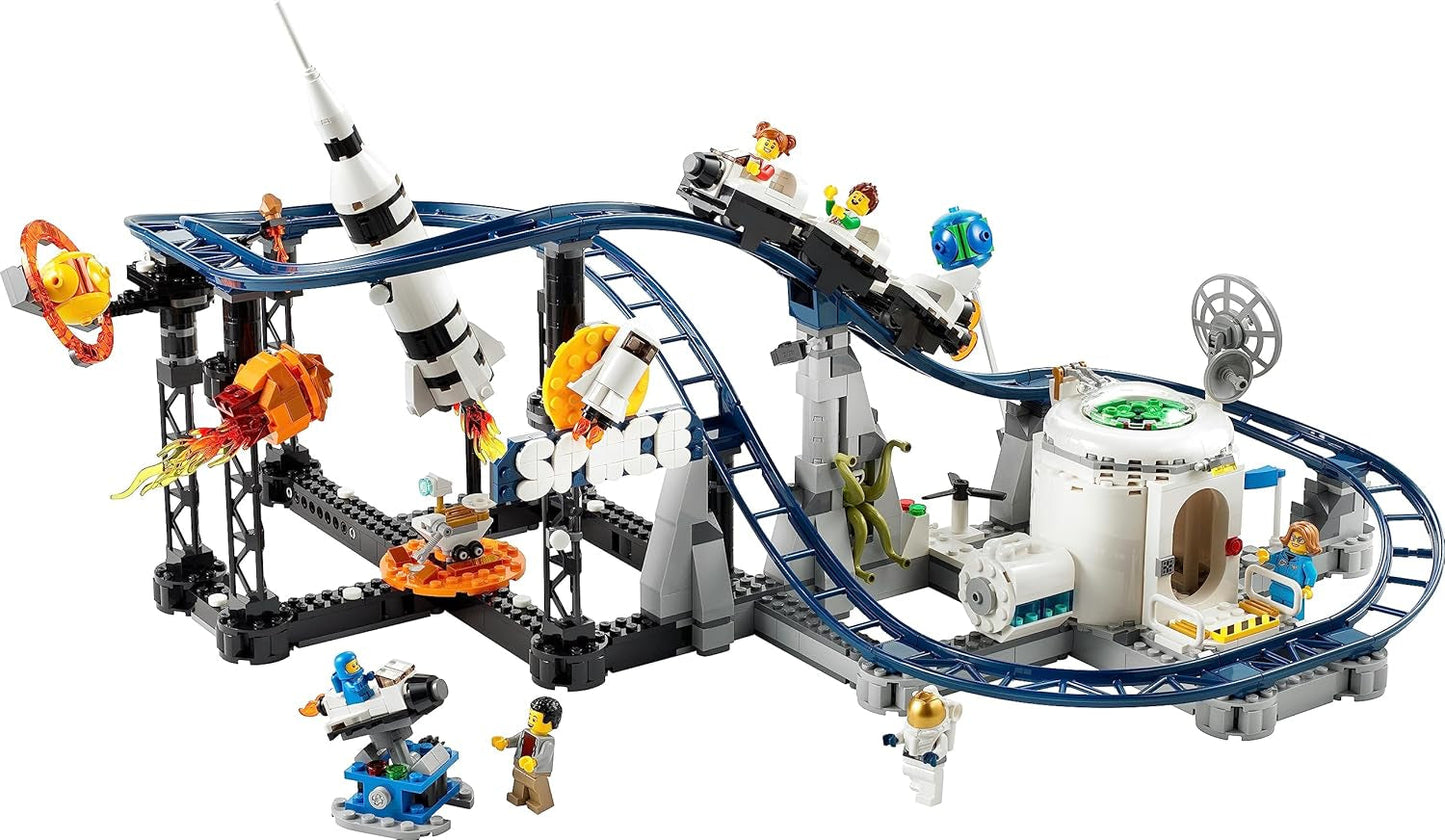 LEGO 31142 Creator 3-i-1 Space Rollercoaster Toy Kit för barn med vagnar, konverteras till ett frittfallstorn eller karusell med raketer och glödande klossar Byggset Besuche den LEGO-Store