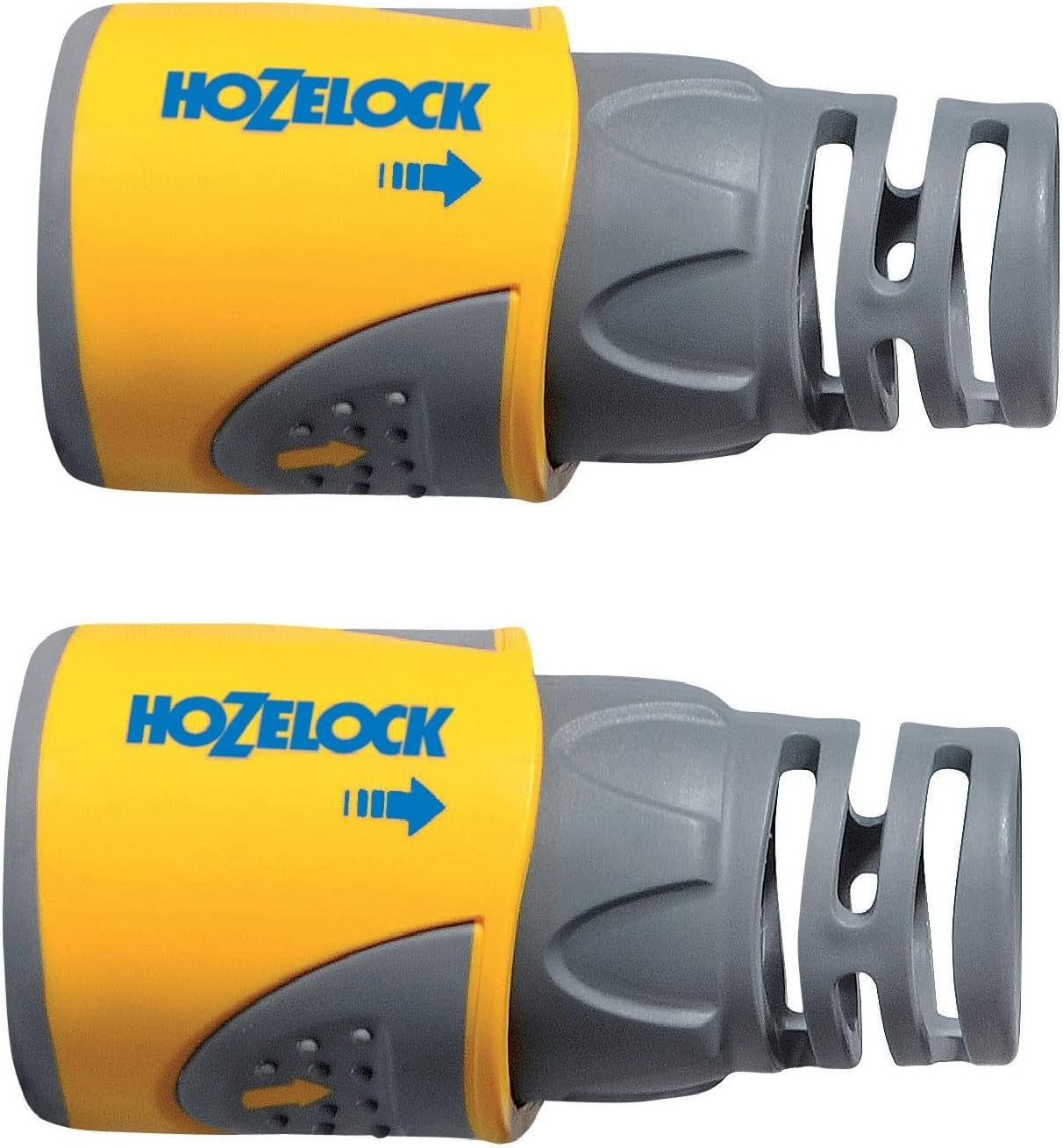 HOZELOCK - 2 slangkopplingar Plus Ø 12,5 mm - 15 mm (1/2"- 5/8") Soft Touch: Vattentät, halkfri, flexibel och förlängd slanganslutning som förhindrar vridning och dropp [2050P0025]