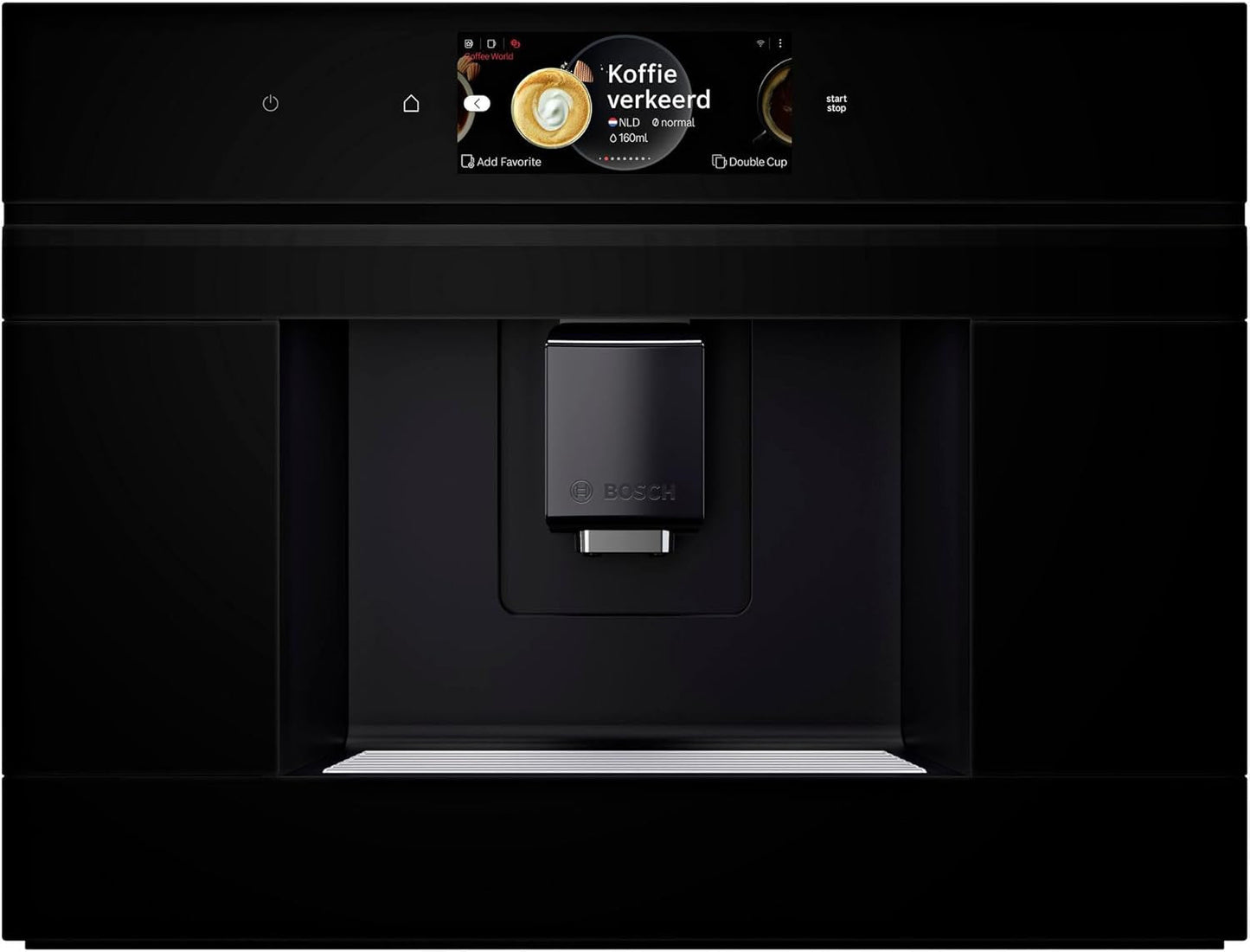 Bosch CTL7181B0, Series 8 Intelligent Inbyggd Automatisk Espressomaskin, 45,5 x 59,4 cm, TFT-pekskärm, Mycket tyst keramisk drivande kvarn, AutoMilk Clean Självrengöringsfunktion, 2,4 L Vattentank, Svart