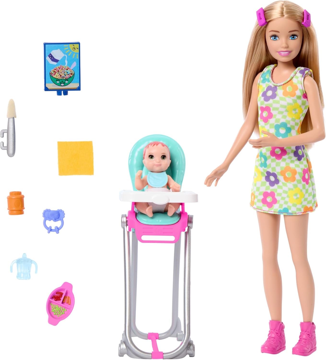 Barbie Skipper Docka och tillbehör Lekset Mat Barnvaktsset Färgskiftande leksak HTK35