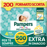 Pampers Baby Dry Maxi storlek 4 (7-18 kg), 200 blöjor + 500 gratis extra krampoäng