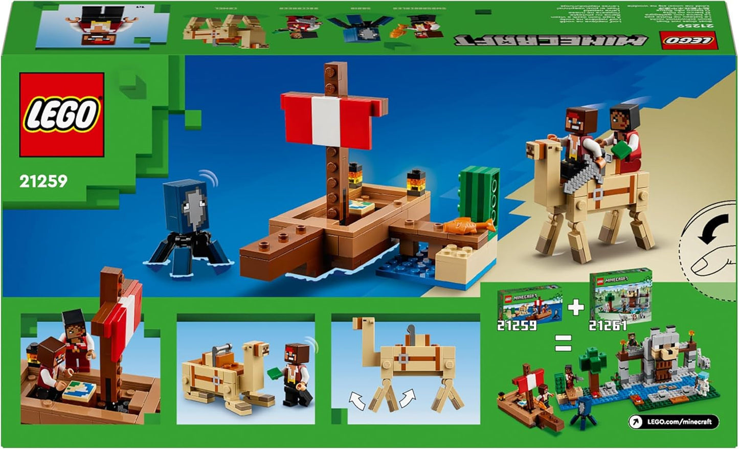 LEGO Minecraft Piratskeppet Voyage Bläckfisk och kamel Piratfigur Leksaksskeppsbyggnad Rollspel Present för pojkar och flickor 8 år 21259 Byggset Besuche den LEGO-Store