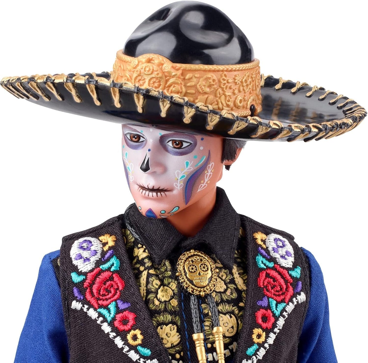 Ken Barbie 2022 Día De Muertos docka med skjorta, väst och sombrero, Calavera ansiktsmålning, present till samlare