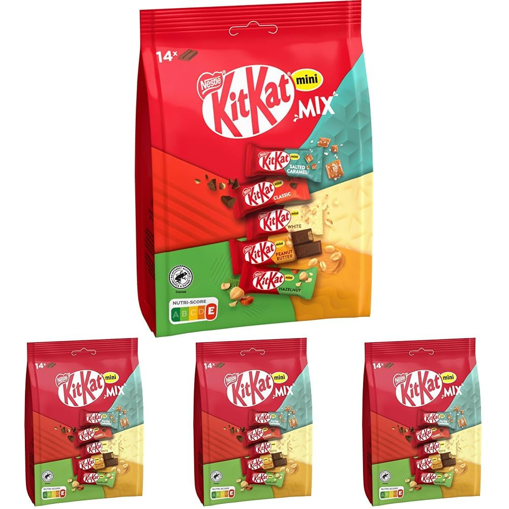Nestlé Mini Mix chokladkakor Fem läckra smaker 14 barer 4-pack (1 påse x 197,4 g)