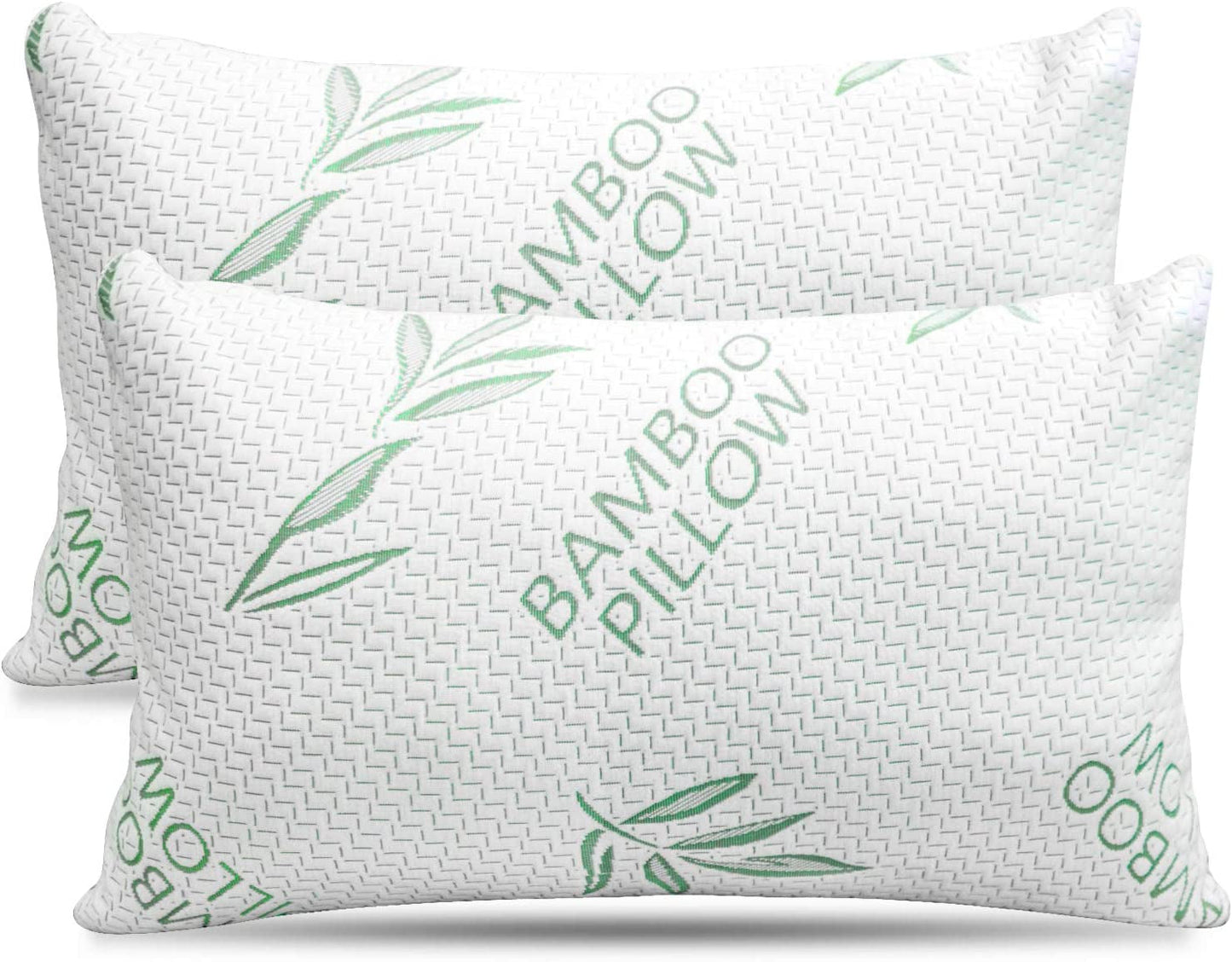 King Size 2-pack bambukudde - strimlad Memory Foam Justerbar sovsängskudde - Rygg, mage, sidosöm, avtagbart överdrag, Cooling Hotel Down Alternative, King (2-pack) Naty Shop Standardkuddar Standardtitel